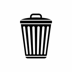 Black Silhouette Waste Container, Bin for Garbage, Rubbish