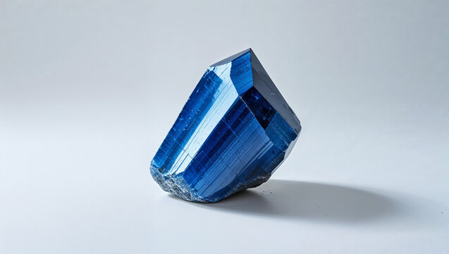 Striking blue kyanite crystal specimen minerals gemstones isolated on white background