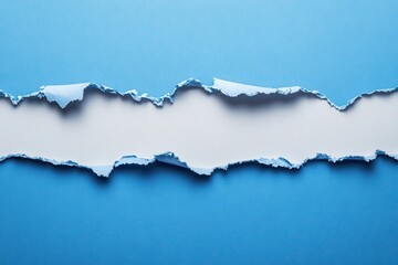 Obraz premium Ripped blue paper, white space