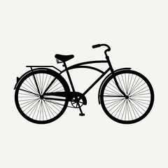 Fototapeta premium Silhouette of Classic Bicycle, Cruiser Bike Minimalist Vector
