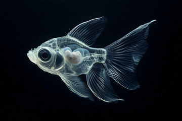 Translucent fish with internal organs visible.