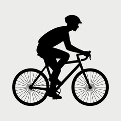 Obraz premium Cyclist Silhouette: Man Riding Road Bike, Isolated Black Vector