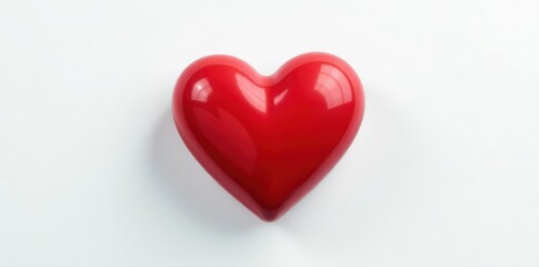 Fototapeta premium Realistic red heart on plain white background, blood, red, visual