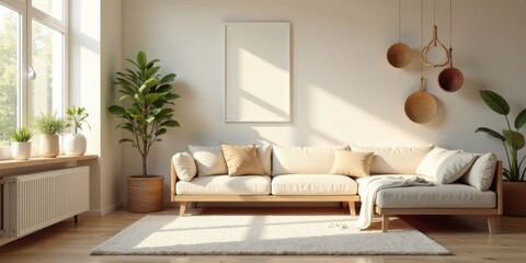 Relaxing and Serene Living Room Interior Design with Natural Light and Minimalist Decor