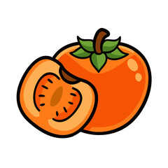 persimmon fruit icon, persimmon fruit vector illustration-simple illustration of persimmon fruit, perfect for persimmon fruit logos and icons