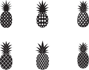pineapple  icon vector set silhouette design illustration