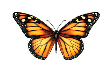 Obraz premium Illustration of Monarch Butterfly with Orange and Black Wings Isolated