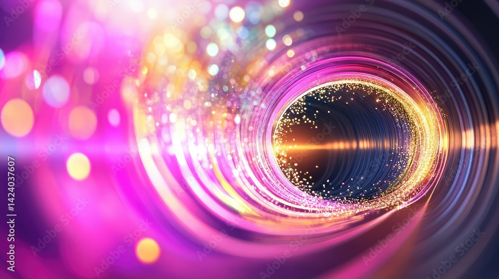 Poster dynamic speed lines with motion blur and sparkling effects in dark speed tunnel