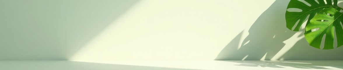 Subtle leaf shadows, minimalist scene, product showcase , display, showcase, backdrop