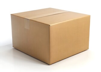 3D Plain Cardboard Box for Shipping and Storage, 3D Illustration, 3D Rendering, white background