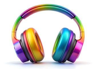 3D Colorful Headphones Illustration, 3D Illustration, 3D Rendering, white background
