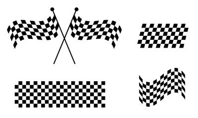 Racing flag vector icon on white background. Checkered flag. start and finish crossed flag. Racing flag.	
