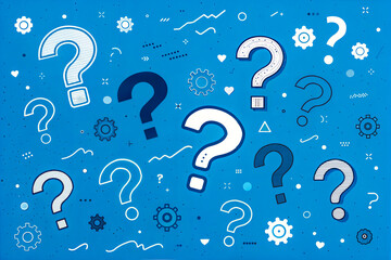 question mark background on blue. background with question signs.