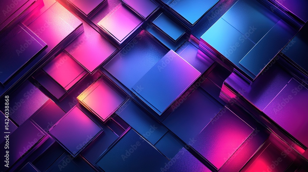 Poster abstract geometric pattern of overlapping squares in vibrant colors