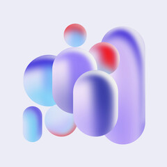 3D render geometric shapes, abstract background with sphere, cylinder, tubes