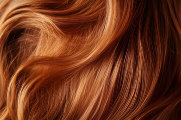 Luxurious Reddish Brown Hair Texture Close Up Shiny and Healthy Wavy Strands