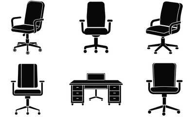 Set of different office chairs vector illustrations  design