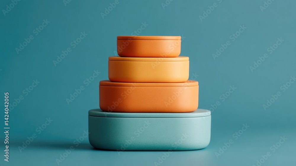Poster vibrant and colorful array of lunchboxes arranged on striking bold background