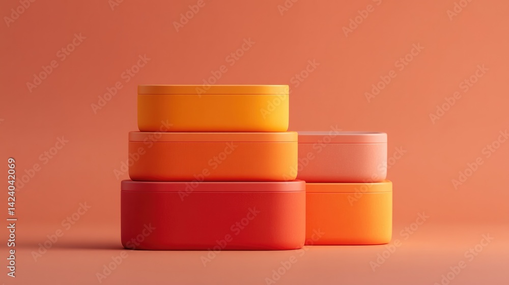 Aufkleber vibrant and colorful array of lunchboxes arranged on striking bold background
