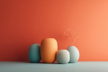 Fototapeta premium vibrant assortment of interior decorations against bold colorful background emphasizes minimalistic design