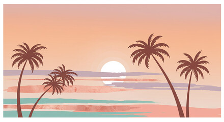 Palm Tree Sunset Illustration