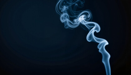 Fototapeta premium Abstract blue smoke swirls against a dark background 