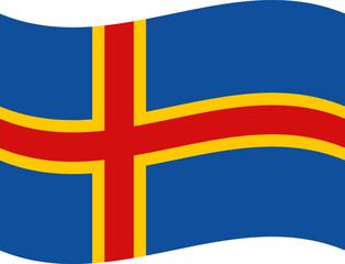 Aland Islands waving flag illustrator of national  icon