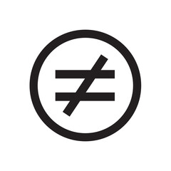 Obraz premium The mathematical not equal sign contained within a circular border represents concepts of inequality, difference.