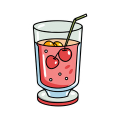 punch glass with cherry icon, punch glass with cherry vector illustration-simple illustration of punch glass with cherry, perfect for punch glass with cherry logos and icons