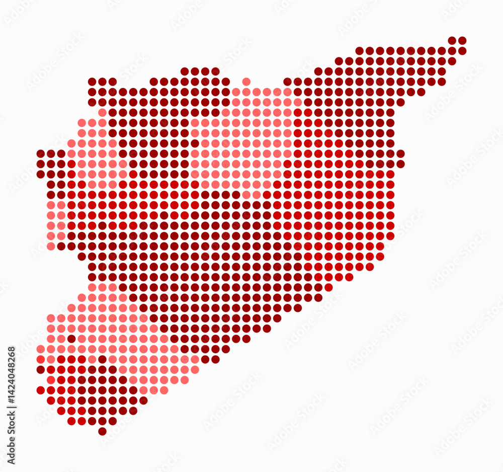 Poster syria dotted map. digital style map of the country on white background. syria shape with circle dots