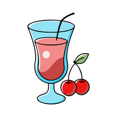 punch glass with cherry icon, punch glass with cherry vector illustration-simple illustration of punch glass with cherry, perfect for punch glass with cherry logos and icons