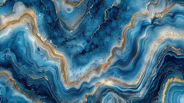 Abstract blue and gold marble texture