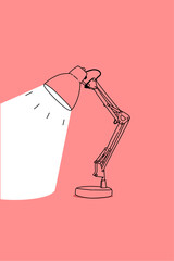 Illustration of a desk lamp for studying on a pink background