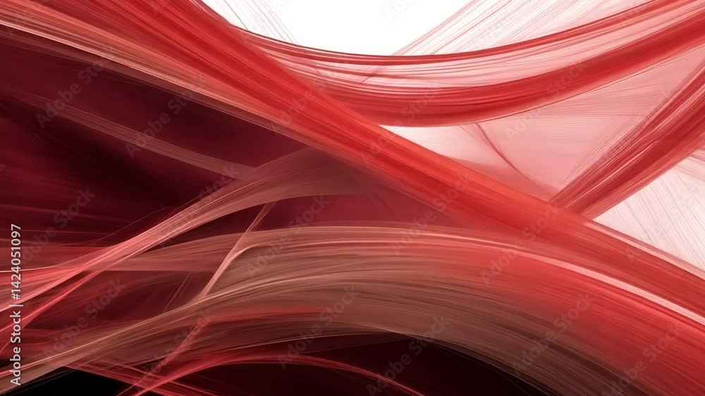 Poster dynamic abstract red and beige waves fluid movement and energy in smooth lines and captivating backg