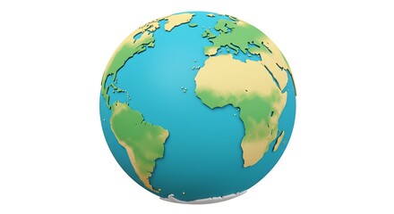 Fototapeta premium Cartoon Earth Globe Showing Continents and Oceans Illustration