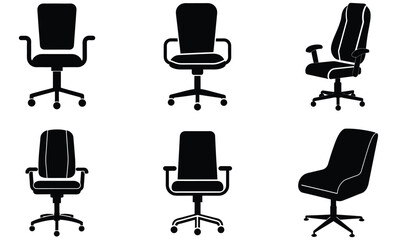 Set of different office chairs vector illustrations  design