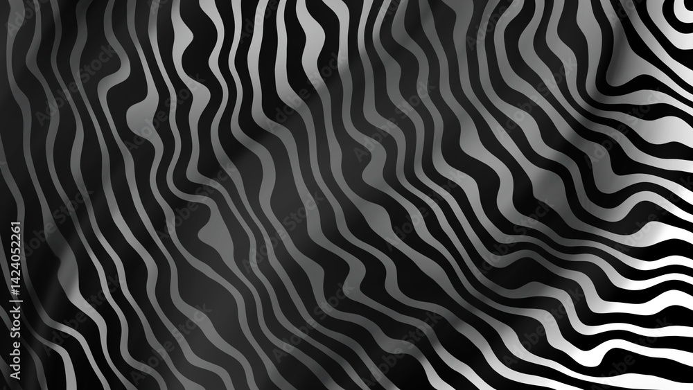 Poster abstract black and white wavy lines background design texture pattern