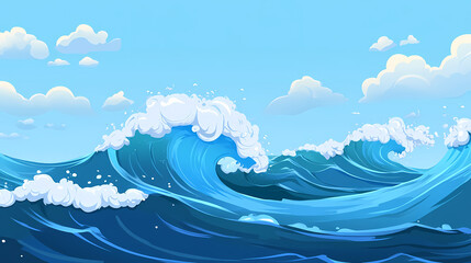 Ocean waves: a serene seascape. Endless Swell. Illustration