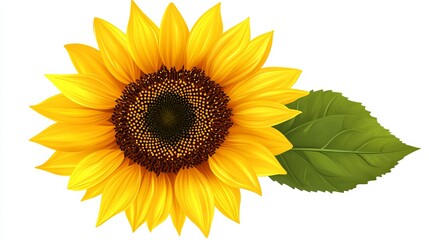 Obraz premium Vibrant Yellow Sunflower Blossom Detailed Illustration Summer Nature Floral Design Element Botanical Bright Sunny Flower Petal Graphic Image art leaf 