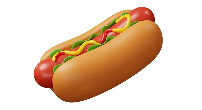 recommend clip art: Hot Dog with Mustard and Ketchup on White Background