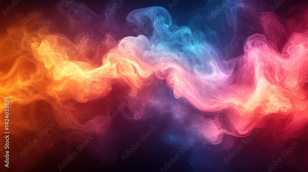 Aufkleber colorful swirling smoke patterns create a vibrant visual display in abstract art concept