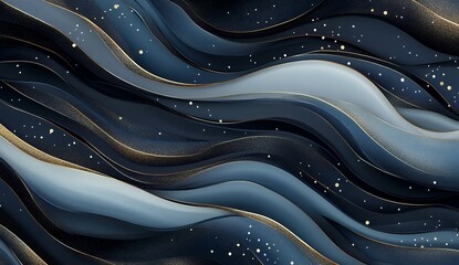 Elegant Abstract Blue Gold Wave Background Design Texture Luxury Fluid Swirls Pattern