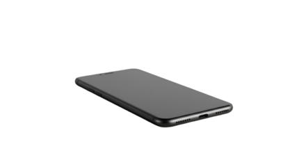 Sleek dark gray smartphone on black background