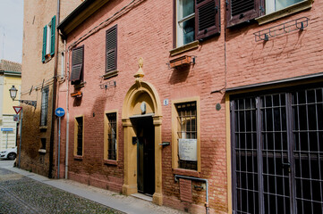 The narrow streets of the city of Ferrara (Emilia Romagna, Italy)