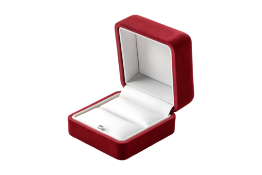  Elegant Red Velvet Jewelry Box for Rings and Earrings isolated on white background
