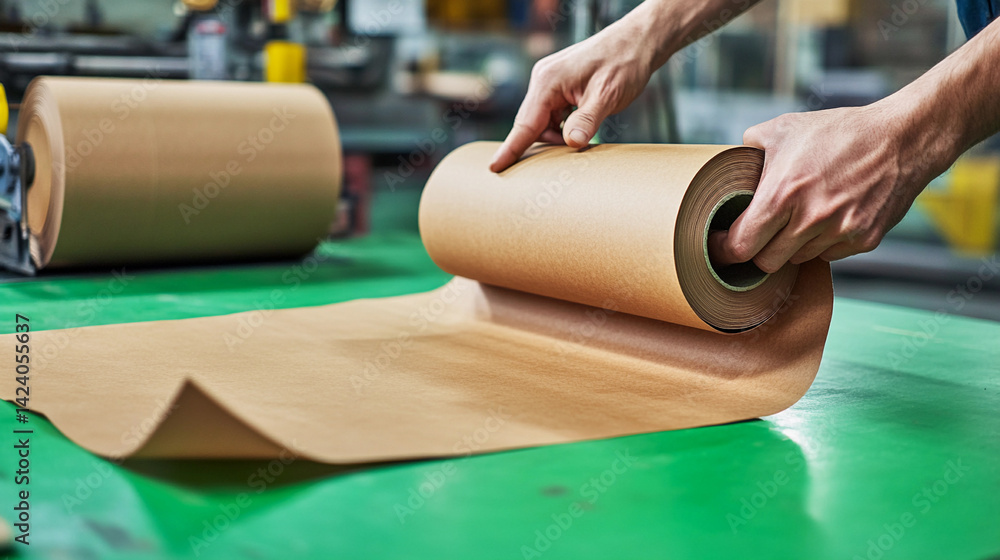 Leinwandbilder close-up view of paper manufacturing process in factory generative ai