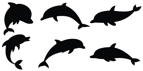 Dolphins icons set of vector illustration