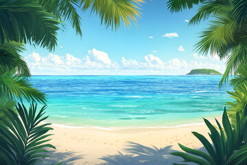 Tropical island with crystal clear water and sandy beach