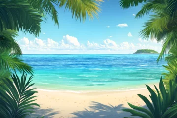 Gordijnen Tropical island with crystal clear water and sandy beach © Rattanapon