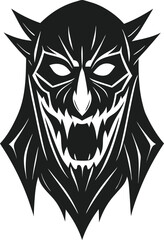 Black Flat Icon of Spooky Mask